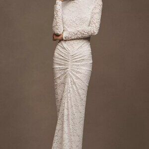 Ronny Kobo Scorpio Ruched Lace Maxi Dress